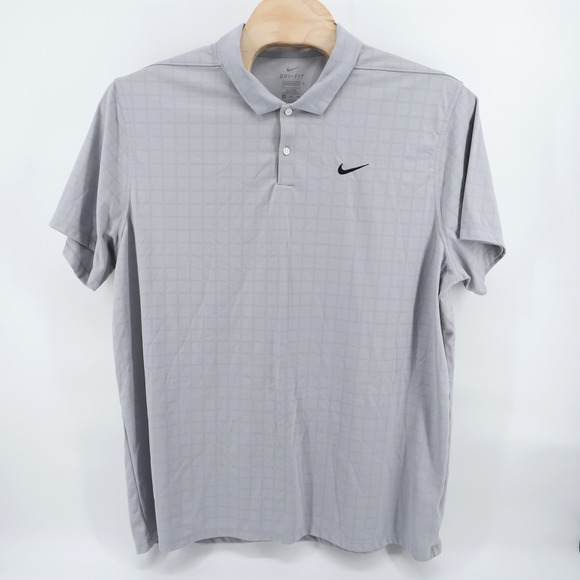 Nike Dri Fit Standard Fit Golf Performance Polo Shirt Grey Grid Mens 3XL - Picture 2 of 7